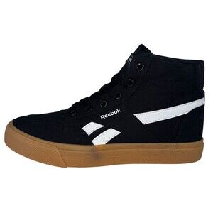 Reebok Kids Size 6 Court Sneaker Shoes Black White High Tops Youth Boys New